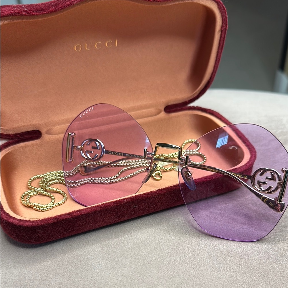 Gucci Gold and Purple Sunglasses with Chic Design